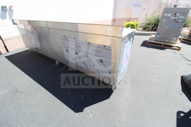 Brand new Eagle Group 24"x120" work table with cabinet base, model CBH24120SE-BS. Features a 4.5" backsplash.