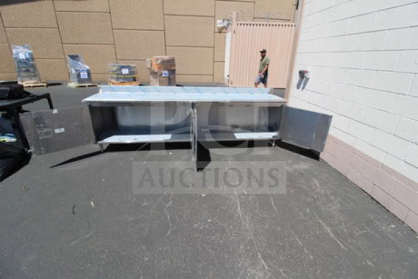 Eagle Group 24" x 120" work table with cabinet base, 4.5" backsplash, new scratch-n-dent condition, S/N: 2604231710.