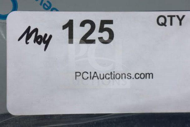 "Label showing '125 QTY' and 'PCIAuctions.com,' likely indicating auction lot details for tracking purposes."