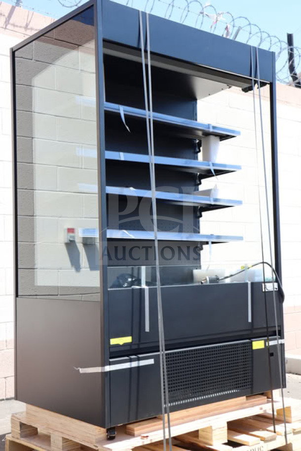 Avantco VOA-48-B black vertical open air merchandiser, LED lighting, brand new, scratch-n-dent, 47 3/16" wide.