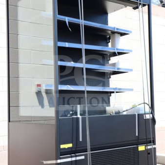 Avantco VOA-48-B black vertical open air merchandiser, LED lighting, brand new, scratch-n-dent, 47 3/16" wide.