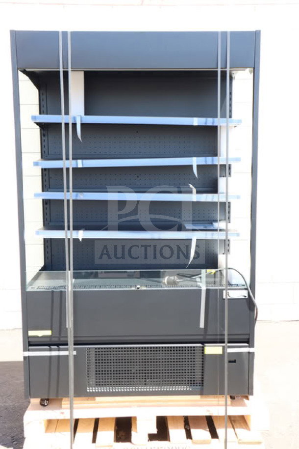 Brand new Avantco VOA-48-B black open air merchandiser, 47.19" width, LED lighting, extra deep, slight scratch and dent.