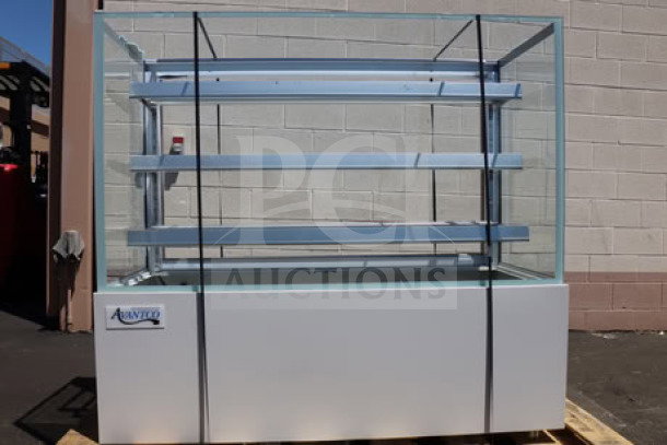 Avantco BCFD-60 59" white bakery display case, scratch-n-dent, broken front glass, LED lighting, 115V, 0.24 Amp.
