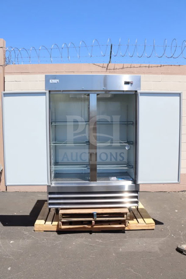 Avantco A-49R-HC 54" solid door reach-in refrigerator, brand new out of box, with minor dings. Serial: 288819223 9190 2512.