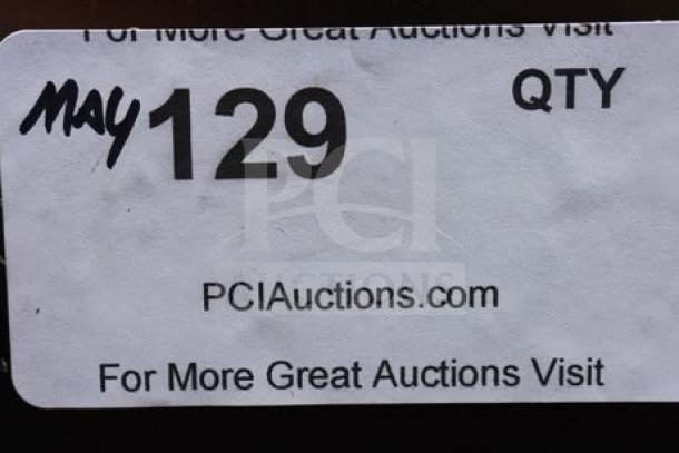 Auction label showing "May 129 QTY" and "PCIAuctions.com" for Avantco SS-3F-HC Reach-In Freezer.