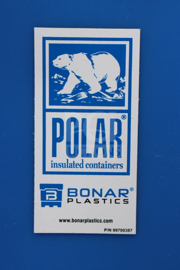 "Bonar Plastics PB55 Polar 55 cu. ft. dry ice box, brand new, with superficial scratches and scuff marks, label visible."
