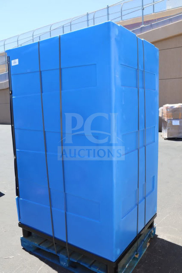 Brand new Bonar Plastics PB55 Polar 55 Cu. Ft. Dry Ice Box, blue, minor scratches and scuff marks, model 998PB55.