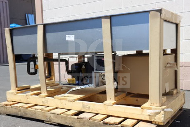 BRAND NEW Hatco CWBP-5 Drop-In Refrigerated Cold Food Well, minor dents, with drain, 120V, on pallet. Tags show model and S/N: 6348312529.