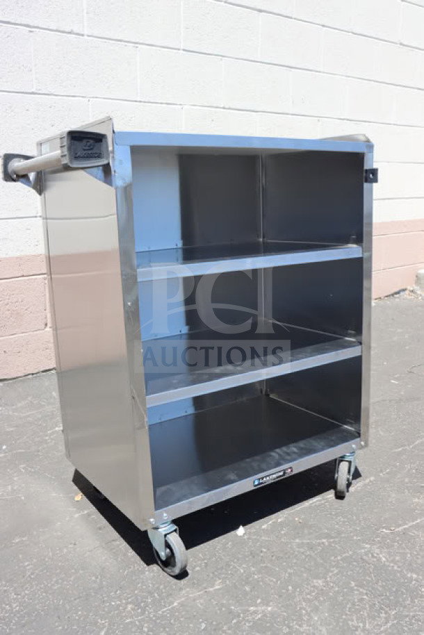 Lakeside 615 stainless steel utility cart, 4-shelf, enclosed base, 16.5"x27.75"x32.75", minor scratches, no packaging.