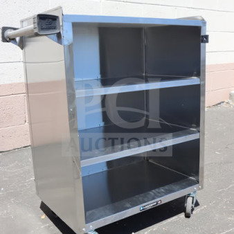 Lakeside 615 stainless steel utility cart, 4-shelf, enclosed base, 16.5"x27.75"x32.75", minor scratches, no packaging.