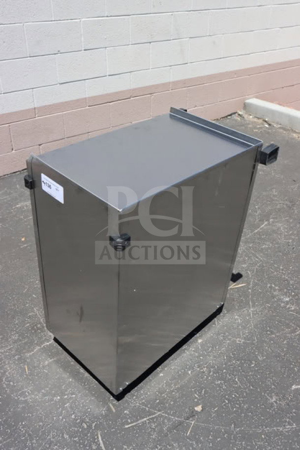 Lakeside 615 stainless steel utility cart, 4 shelves, enclosed base, 16.5"x27.75"x32.75", minor scratches, out of packaging.