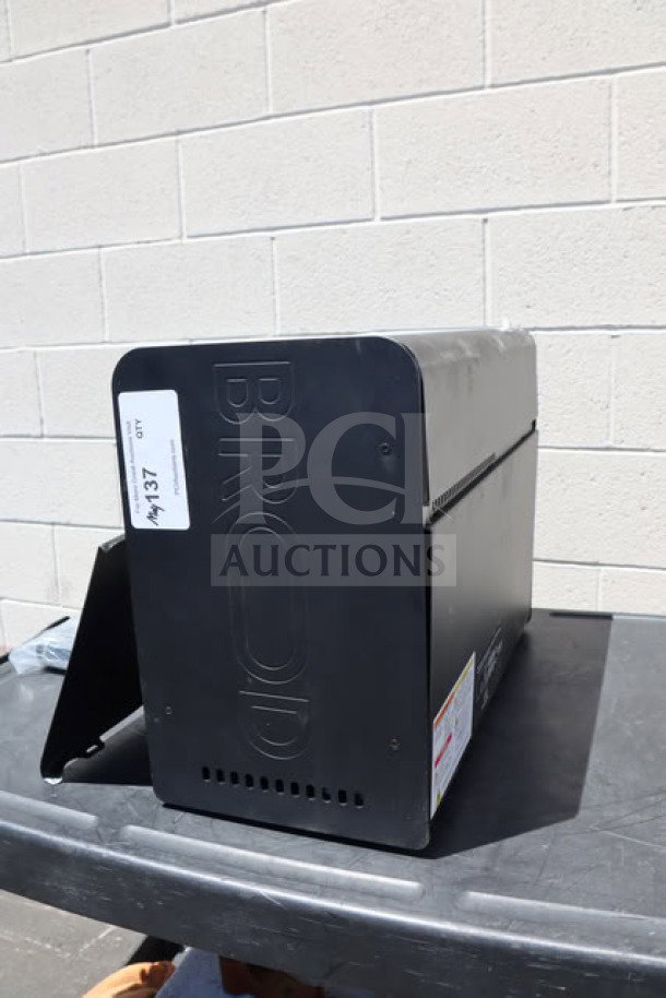 "BRAND NEW SCRATCH-N-DENT! BROOD PBR-DUO SLM dual tap nitro cold brew dispenser. Visible brand logo and label on side, 120V."