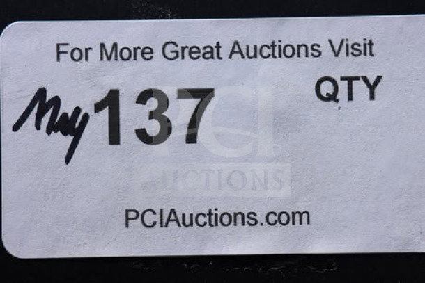Sticker shows auction details: May, item number 137, QTY, with PCIauctions.com website.