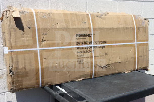 BRAND NEW Regency 460ECSC2436 NSF Chrome Wire Security Cage, 24"x36"x61". Box shows damage.