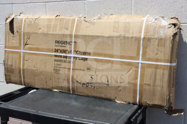 Regency 460ECSC2436 Chrome Wire Security Cage in damaged box, 24" x 36" x 61", NSF certified, brand new.
