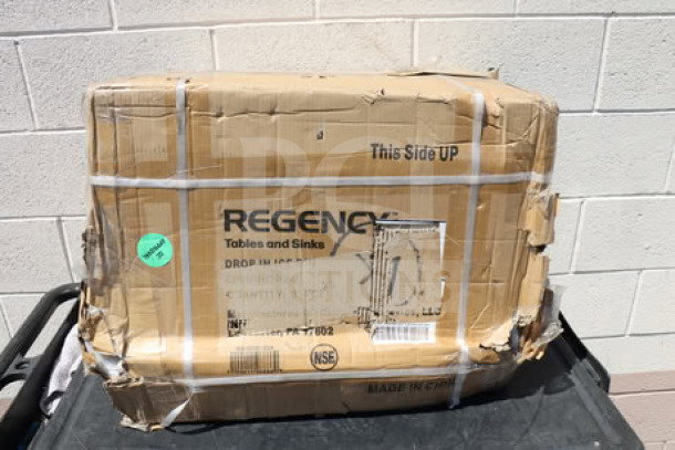 Regency 18"x24" Stainless Steel Drop-In Ice Bin, model 600DIIB1824, 50 lb. capacity, new in damaged packaging.