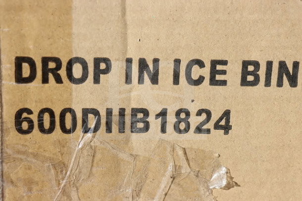 Regency 18"x24" stainless steel drop-in ice bin model 600DIIB1824, 50 lb capacity, brand new, original packaging damaged.