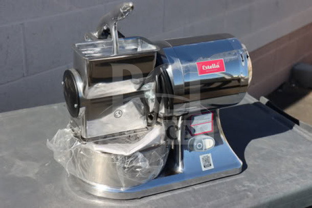 Brand new Estella CG112NB electric hard cheese grater, 3.3 lb/min, 110V, 1.5 hp, with minor scratches. S/N: 2514330.