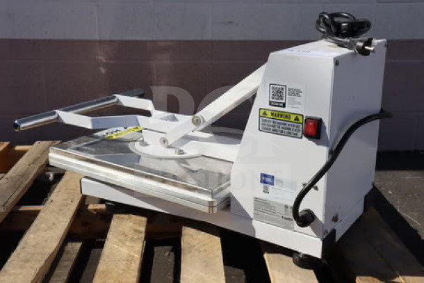 BRAND NEW Estella DPC1620T Clamshell Tortilla Press, 16"x20", dual-heat, 240V, 3600W, visible safety labels, serial 348DPC1620T052300214.