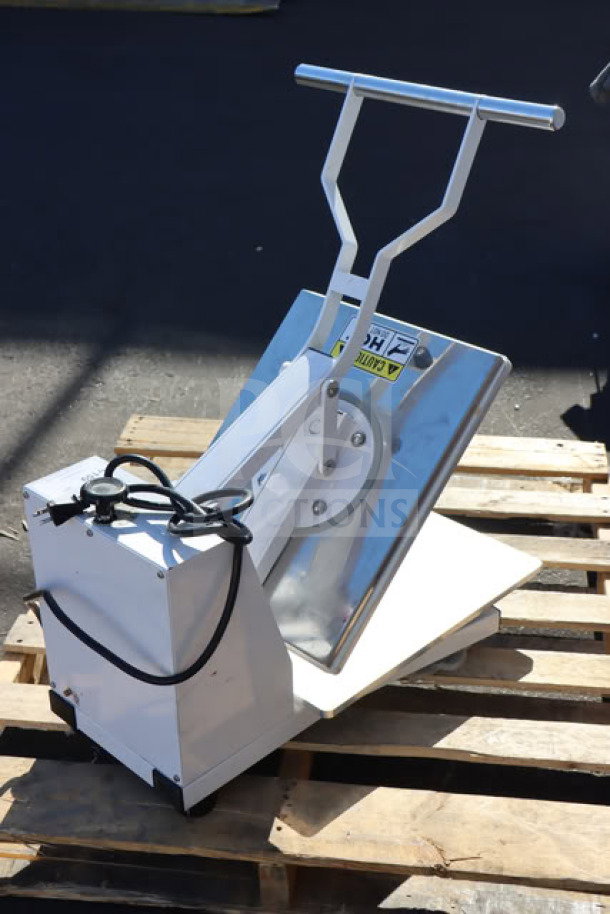 Brand new Estella DPC1620T 16"x20" dual-heat manual clamshell tortilla press, 240V, 3600W, shown without box.