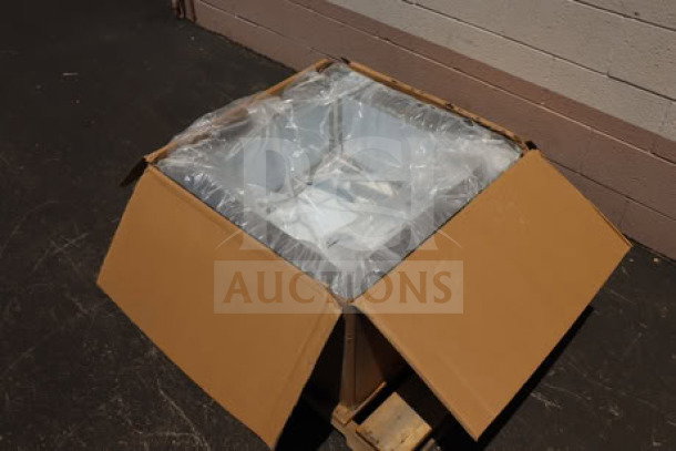 BRAND NEW Regency 600SM242412 mop sink, 16-gauge stainless steel, 29" size, in damaged original packaging.