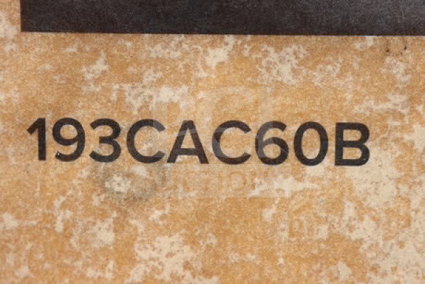 Text on a package reading "193CAC60B" related to Avantco CAC-60 refrigerated air curtain merchandiser.