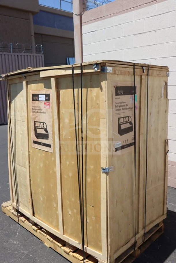 Crated Avantco CAC-60 59 1/8" black refrigerated air curtain merchandiser, model CAC-60. Glass is shattered.