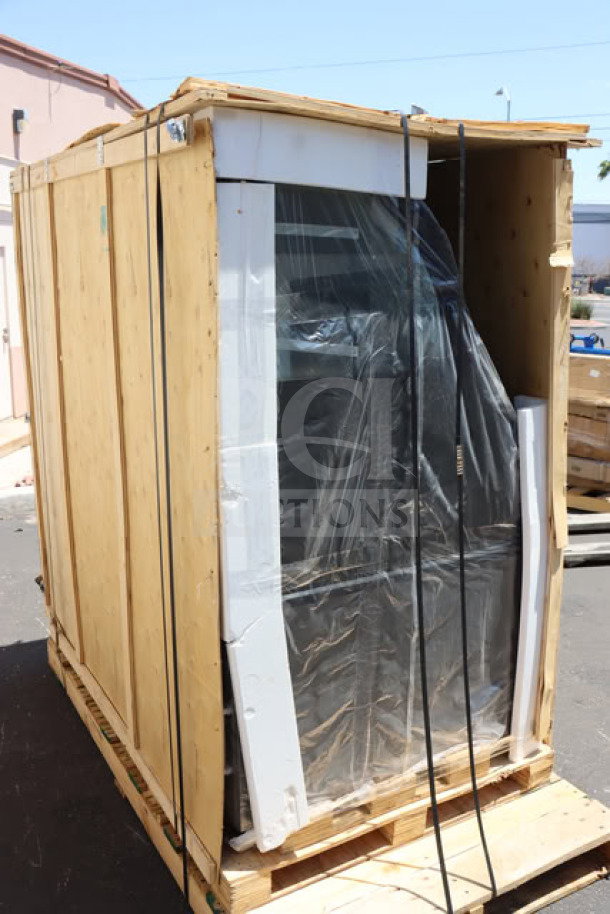 Avantco CAC-60 black refrigerated air curtain merchandiser, 59 1/8", brand new, crated, with shattered glass, 115V.