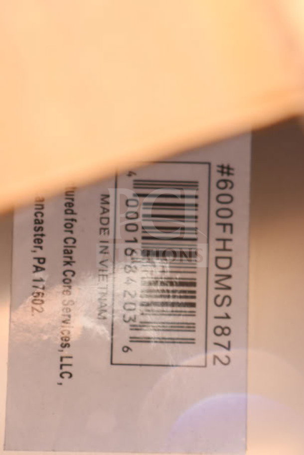 Regency 600FHDMS1872 hand sink label showing model, bar code, and origin details; made in Vietnam.