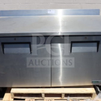 True TWT-60F-HC worktop freezer with 3 9/16" backsplash, two doors. Stainless steel finish. Serial #11108084.