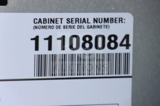 True TWT-60F-HC worktop freezer label showing serial number 11108084 and barcode in new condition.