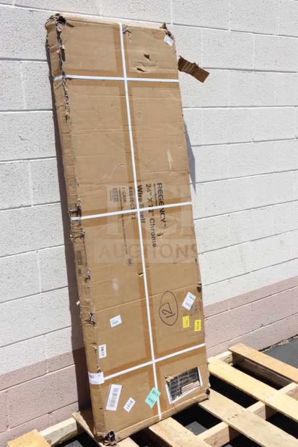 Regency 460EC2472 24"x72" NSF Chrome Wire Shelf, brand new in factory packaging, visible shipping labels.