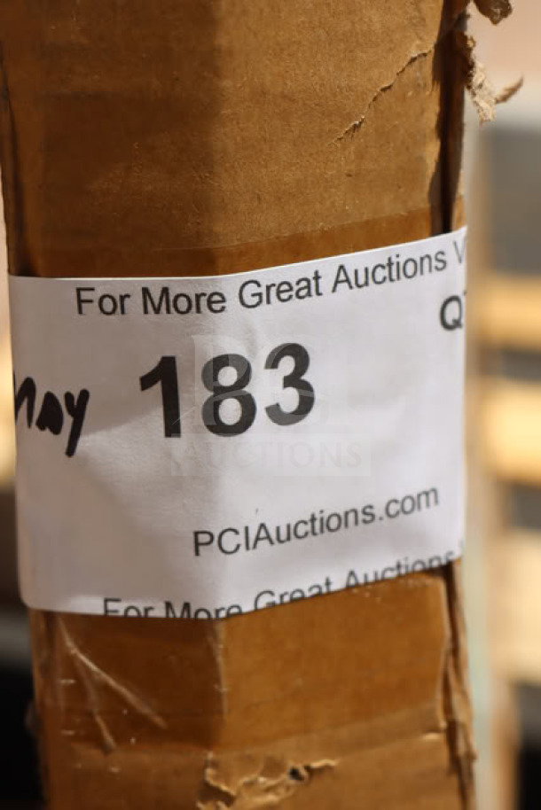 BRAND NEW Regency 460EC2472 24"x72" chrome wire shelf in factory packaging. Label shows auction info, lot 183.