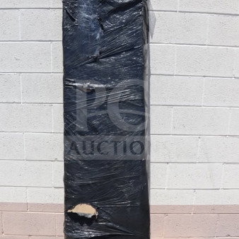 Brand new Regency Space Solutions 600LC16128KG 6-tier locker in damaged packaging, unassembled, 12"x18"x78", gray.
