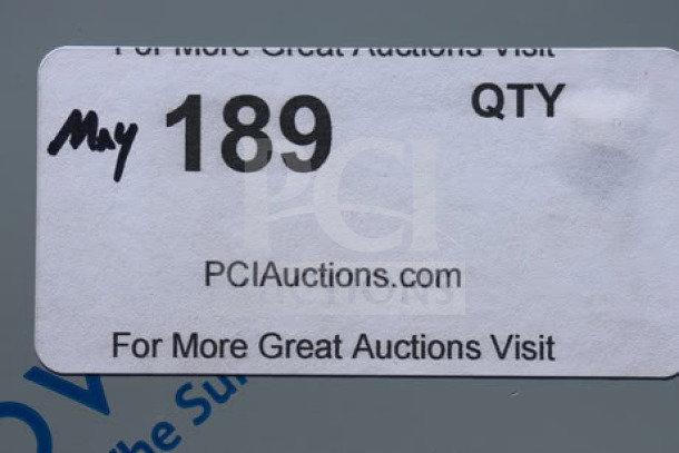 Sticker displaying "May 189 QTY" with website PCIauctions.com.