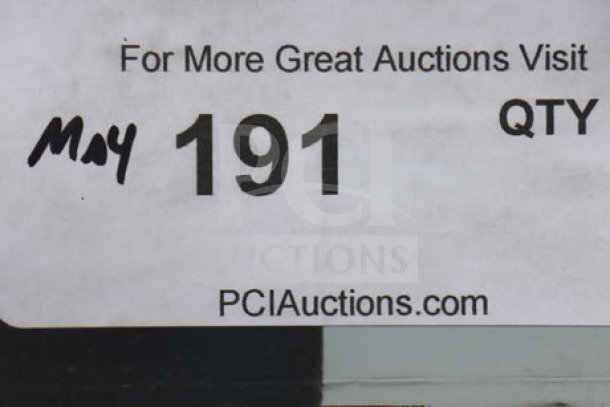 Auction label for Regency Spec Line 600S32028224 commercial sink, item 191, instructions for more auctions at PCIauctions.com.