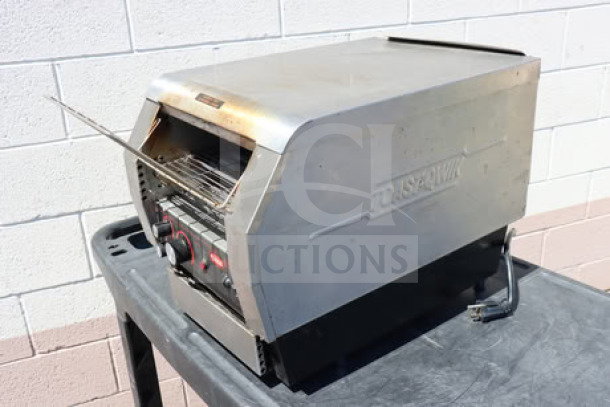 Hatco TQ-800H Toast Qwik Conveyor Toaster, 3" opening, used condition, metal exterior, serial number 5684392506.