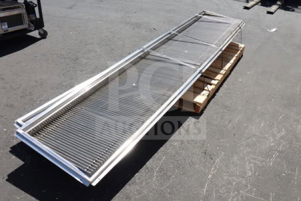 Regency 600FT1260SS stainless steel floor trough with grate, new scratch-n-dent, 12"x60", on pallet.