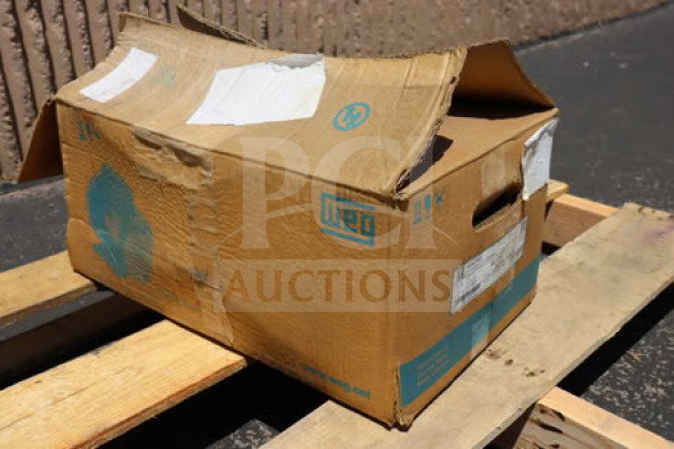 WEG Rolled Steel 2HP Motor in original box, Model Z00218ET1C052721. Box shows wear; motor condition unknown.
