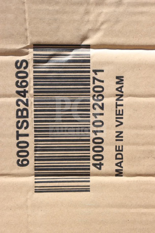 Regency 600TSB2460S box with barcode and model number. Packaging damaged, item new. Made in Vietnam.