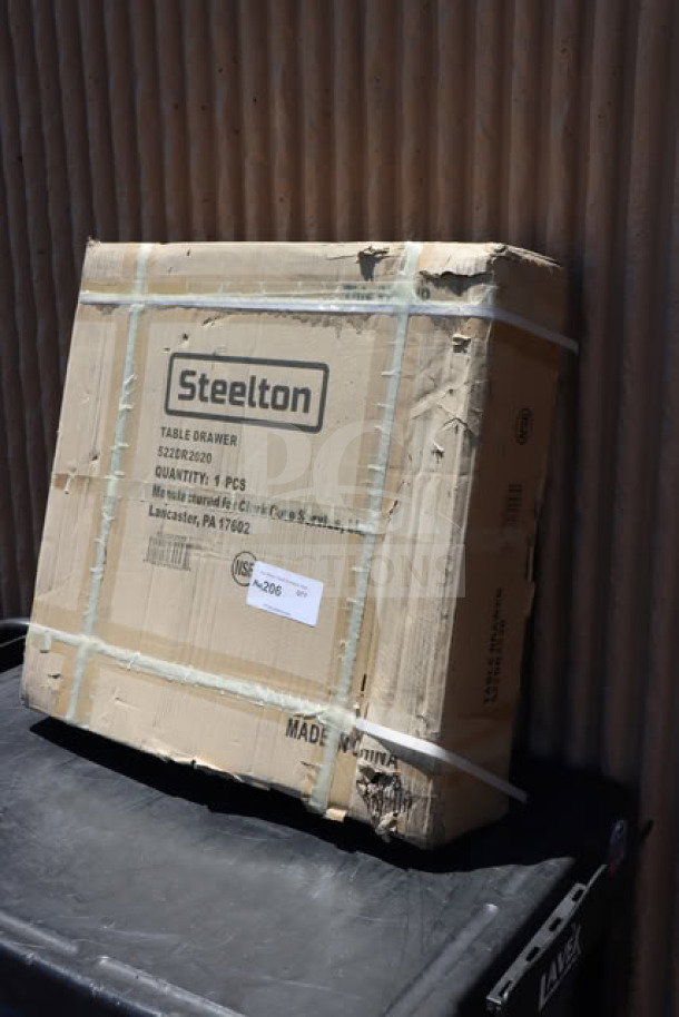 BRAND NEW Steelton 522DR2020 22" x 20" drawer box, unopened. Features stainless steel front. Visible labels confirm model.