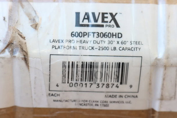 BRAND NEW Lavex 600PFT3060HD 30"x60" Heavy-Duty Steel Platform Truck, 2,500 lb capacity, original packaging damaged.
