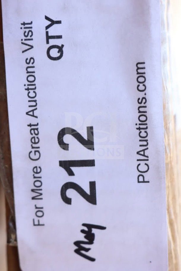 Brand new Regency 600TWMS1660 16" x 60" stainless steel wall shelf, scratch-n-dent condition, auction tag #212 visible.