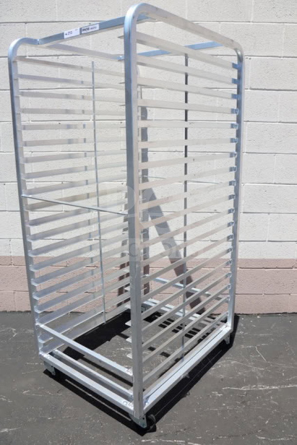 Channel 411A-DOR aluminum bun pan oven rack, double section, holds 40 pans, new, superficial scratches.