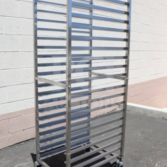 Brand new Regency 600PR20316KS stainless steel sheet pan rack, 20 pan capacity, unassembled, minor superficial scratches.