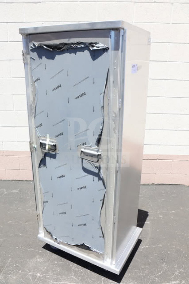 Cres Cor 109-1840 Aluminum 40 Pan Rack, scratch-n-dent condition, enclosed and insulated, protective film partially removed.