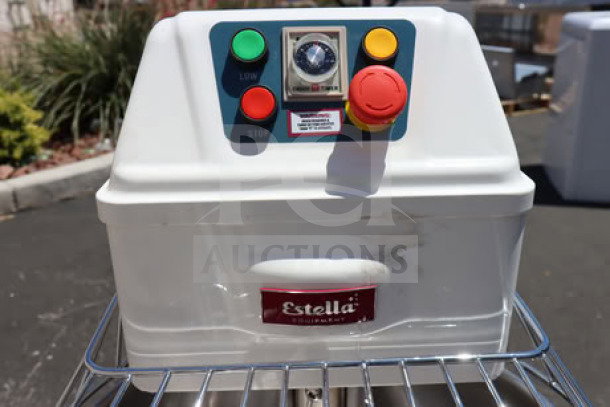 BRAND NEW Estella SM40 40 Qt. Two-Speed Spiral Dough Mixer, minor cosmetic scratches, control panel visible, 220V, 4 HP.