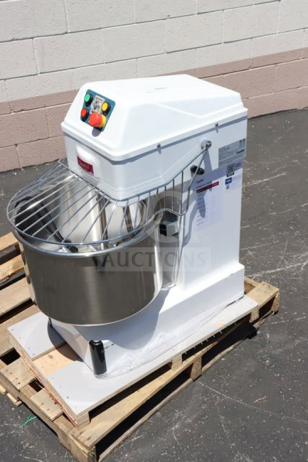 BRAND NEW Estella SM40 40 Qt. Spiral Dough Mixer, two-speed, 220V, 4 HP, stainless steel, minor cosmetic flaws. S/N: 348SM40102500065.