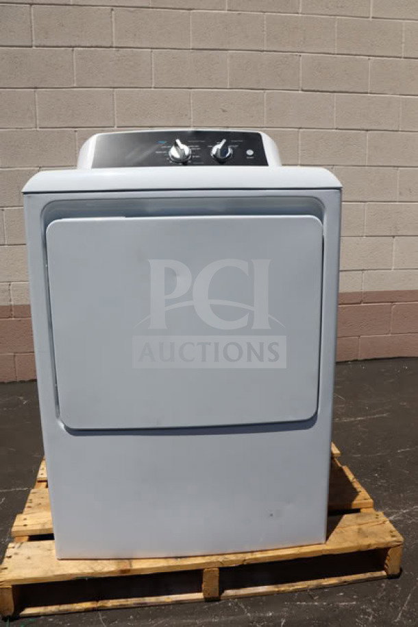 Brand new GE GTX52EASPWB 6.2 cu. ft. front load electric dryer. Condition: possible scratching and denting.
