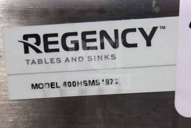 Regency 600HSMS1872 wall-mounted 72"x17.5" hand sink, new, out of box, for three 8" center faucets, label visible.